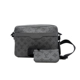 thumbnail Trio messenger in grey monogram shadow calfskin black hw