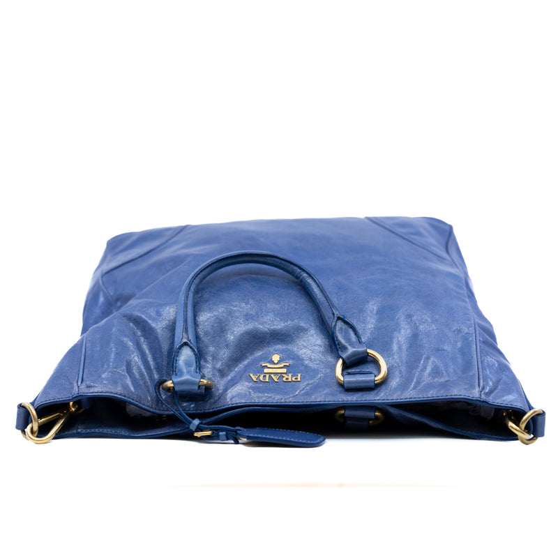 tote with top handle and strap in leather purple ghw - L'UXE LINK