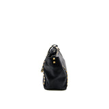 thumbnail small rockstud trapeze in black grained calfskin ghw