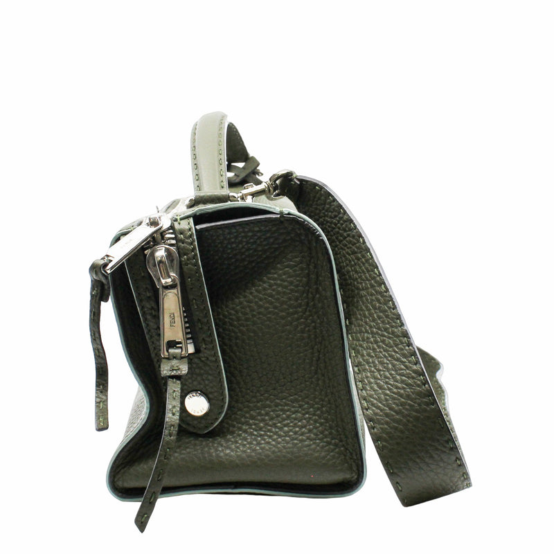 fendi lei boston bag medium  leather grey green phw - L'UXE LINK