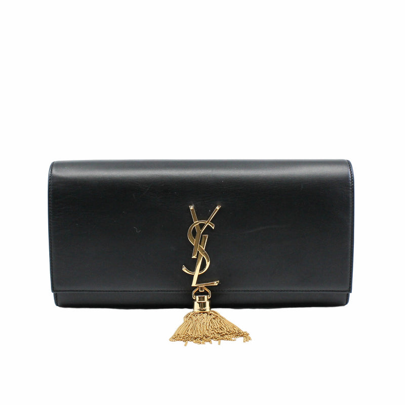 clutch leather black  ghw - L'UXE LINK