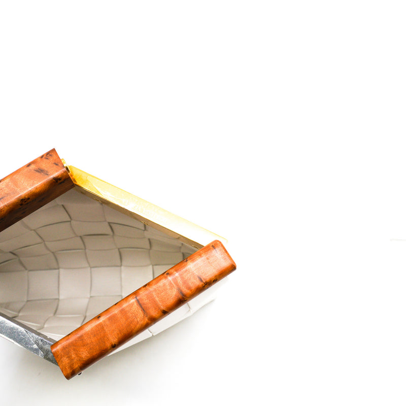Intrecciato Snap Clutch in leather white ghw - L'UXE LINK