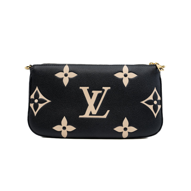 multi pochette black&white leather
