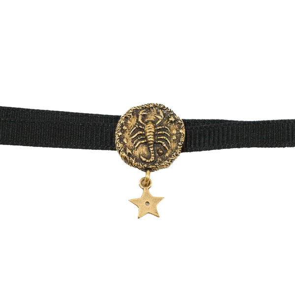 Astrology Scorpio Pendant In Ribbon/Metal Choker Necklace - L'UXE LINK