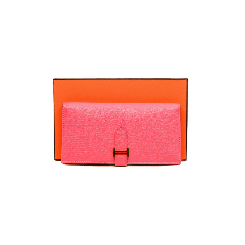 Bearn Soufflet Mysore Leather Rose Azalee Wallet GHW X Stamp - L'UXE LINK
