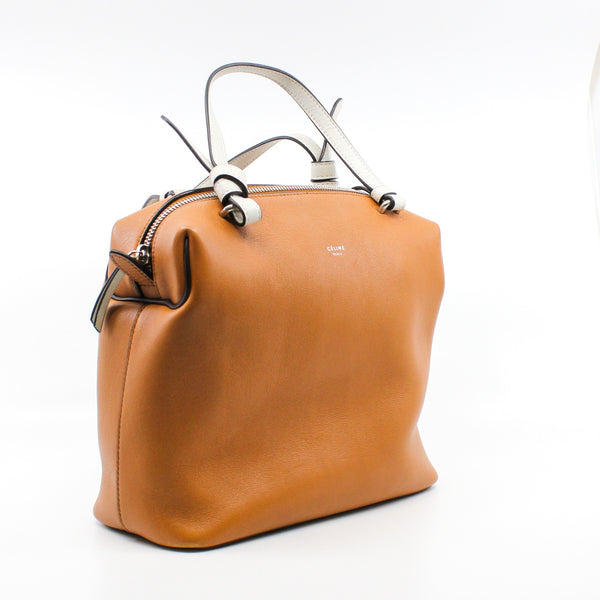 tote brown mix white zippy bag