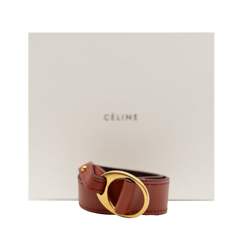 oval bracelet in leather red ghw - L'UXE LINK