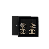 thumbnail triple cc logo in pearly diamond white earrings ghw