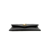 thumbnail cassandre matelasse fragments flap card holder in black poudre leather ghw