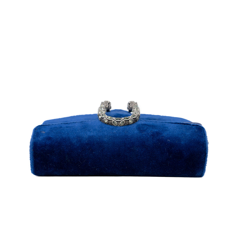 Dionysus Blue Velvet Super Mini Bag Ruthenium Hardware - L'UXE LINK