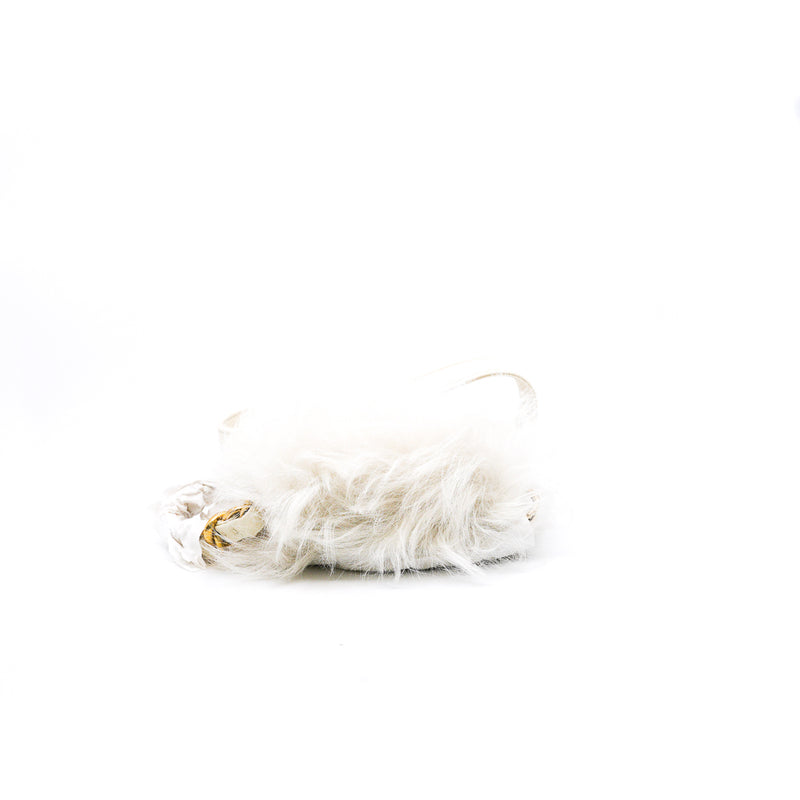 White Shearling And Lambskin Flap Bag GHW - L'UXE LINK
