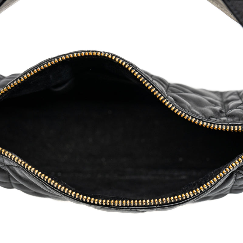Medium Black Lambskin Cannage Dior Vibe Hobo Bag GHW - L'UXE LINK