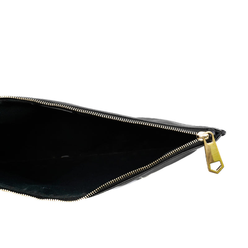 Bambi Print Black Medium Textured Coated Canvas Cosmetic Pouch GHW - L'UXE LINK