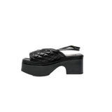 thumbnail quilted cc platform sandals in black lambskin/patent #38