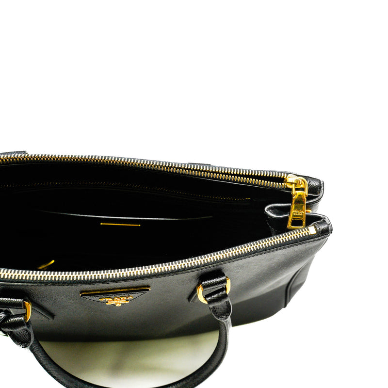 Large Black Saffiano Leather Galleria Bag GHW With Strap