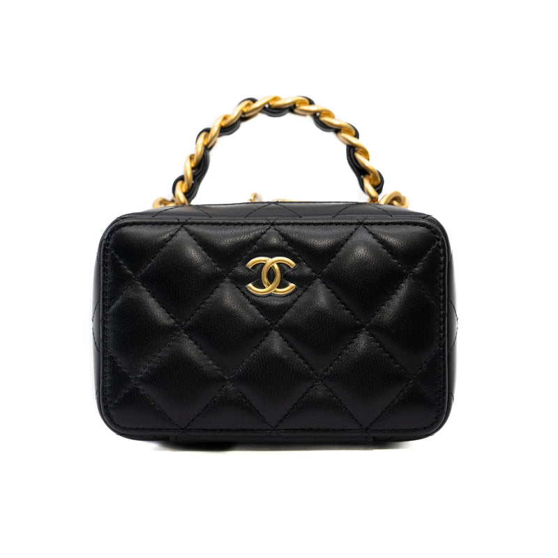 mini vanity with chain top handle in lambskin black ghw #N5U1xxxx