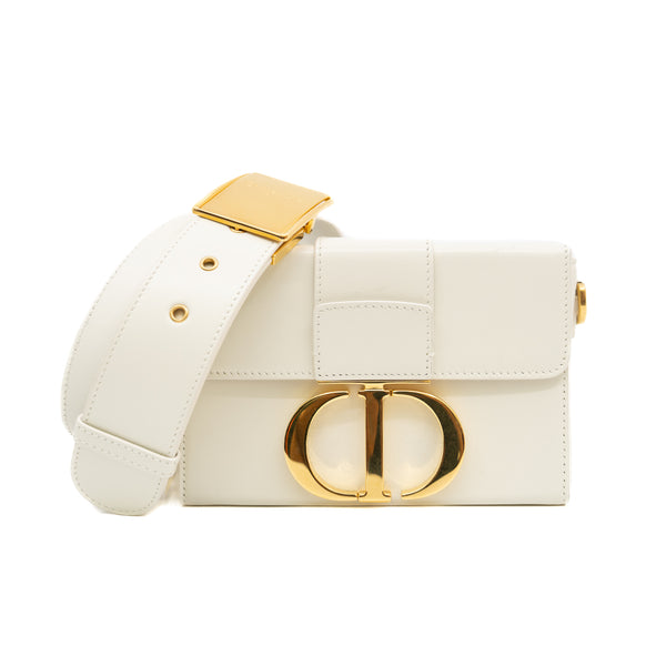 small 30 Montaigne with strap  in leather white ghw 2020