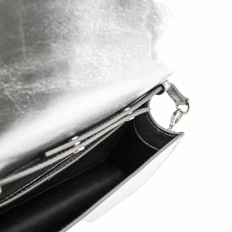 crystal buckle chain bag small  shinning leathe phw - L'UXE LINK