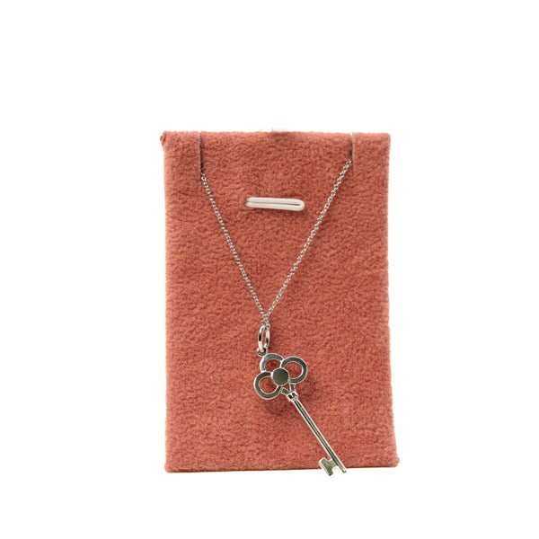 Tiffany Keys Crown Key Pendant In 18K White Gold And Diamond Necklace - L'UXE LINK