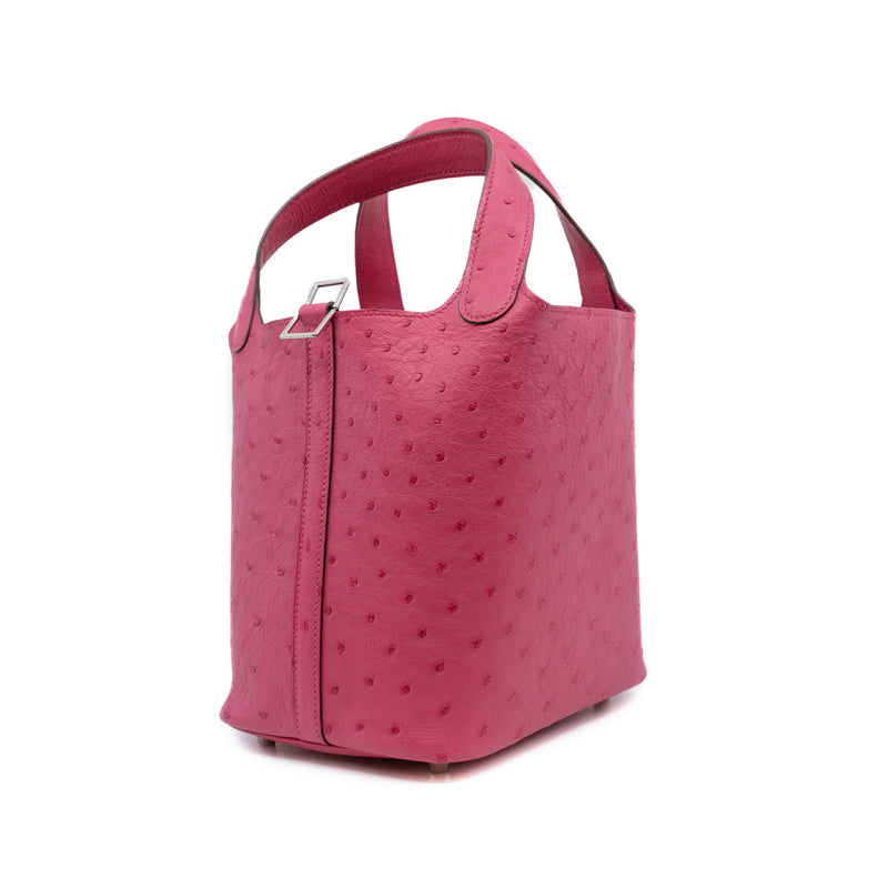 picotin 18 in ostrich E5 pink phw D stamp - L'UXE LINK