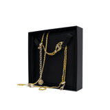 thumbnail long chain necklace with pearl in leather lime ghw