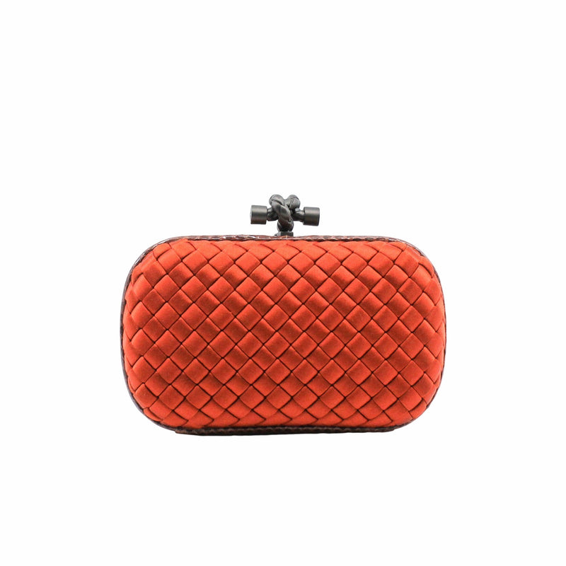clic clutch in satin orange - L'UXE LINK