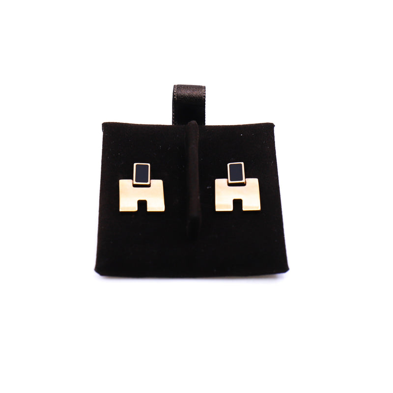 Eileen In Black And Rose Gold Plated Metal Earrings - L'UXE LINK