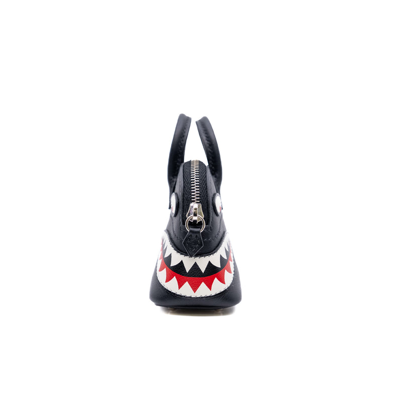 mini bolide shark bag charm black/white phw