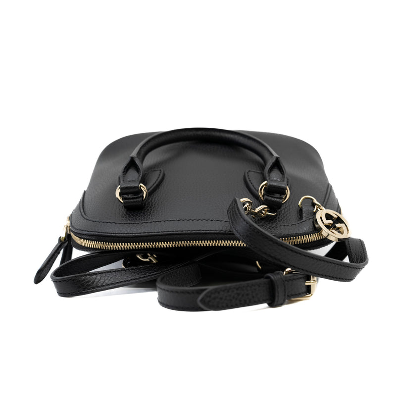 small GG Interlocking bag in black with strap GHW - L'UXE LINK