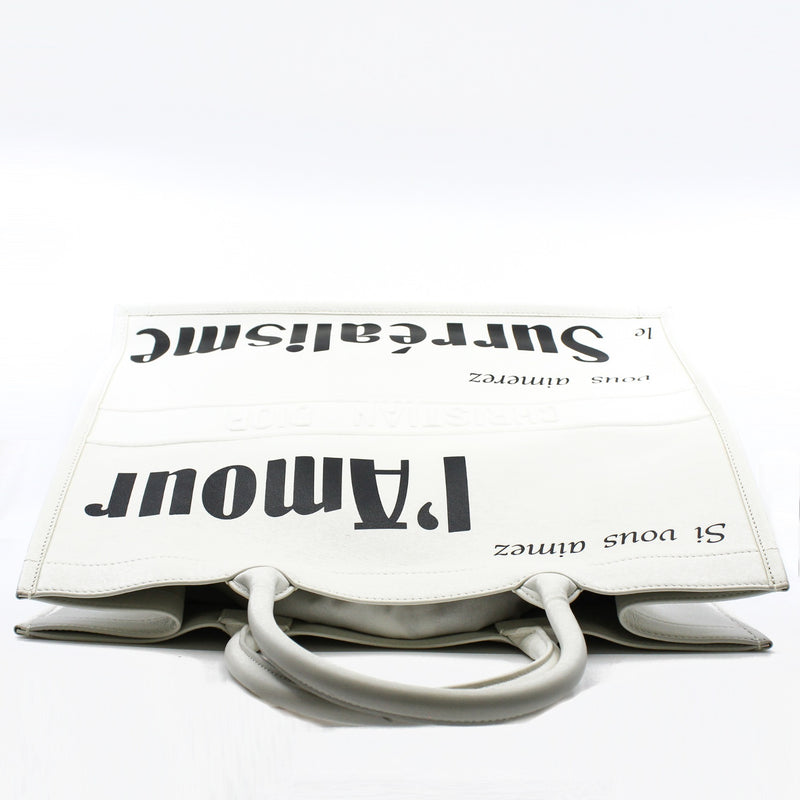 Large Dior Surrealism Book Tote In White Printed Calfskin Bag - L'UXE LINK