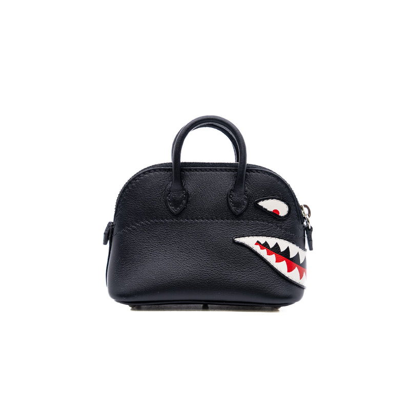 mini bolide shark bag charm black/white phw