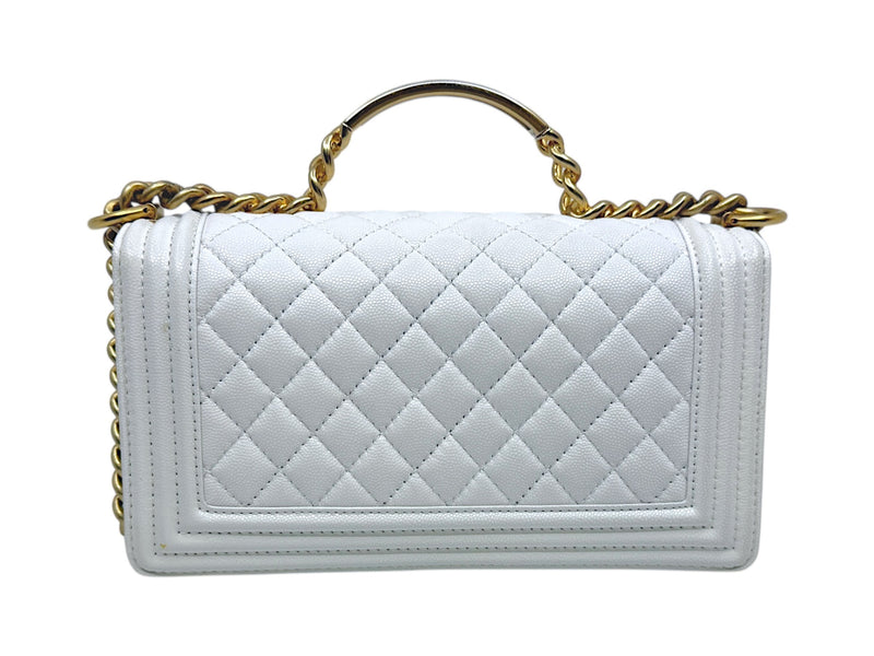 medium leboy with top handle in cavior white ghw #T85Pxxxx