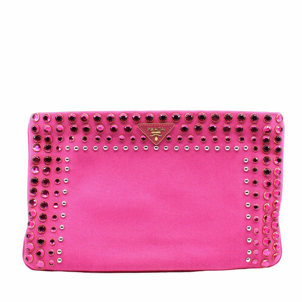 clutch canvas medium pink ghw - L'UXE LINK