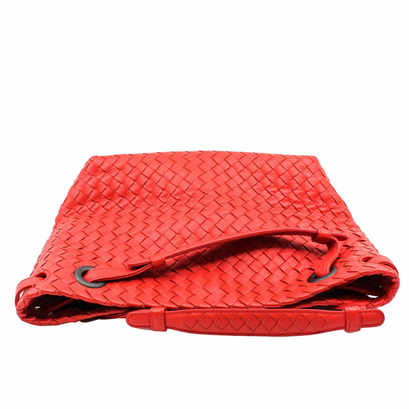 Bella Tote Intrecciato Nappa small Leather orange red  Gun Metal - L'UXE LINK