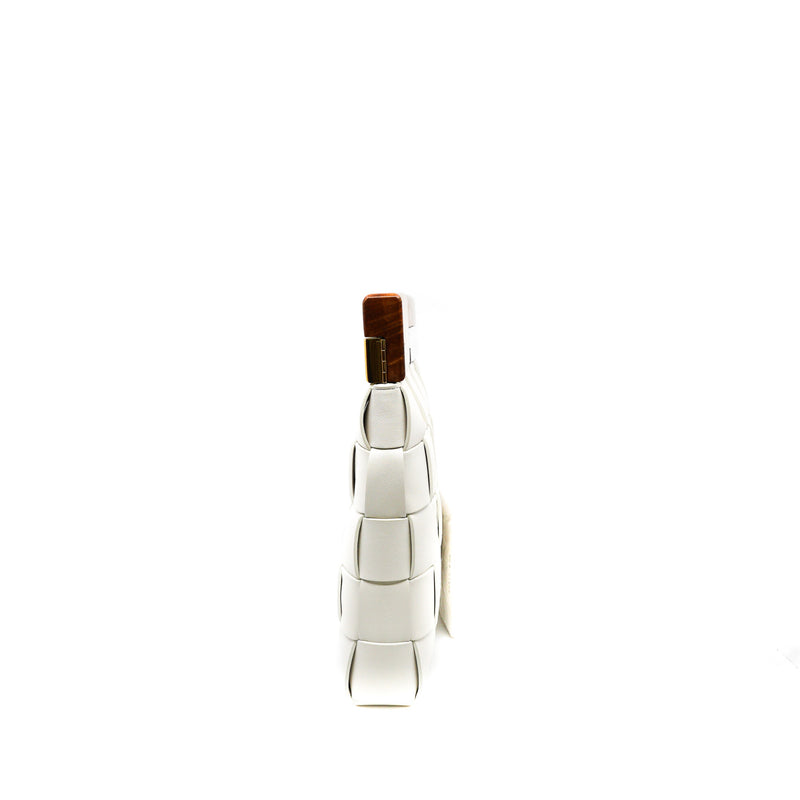 Intrecciato Snap Clutch in leather white ghw - L'UXE LINK