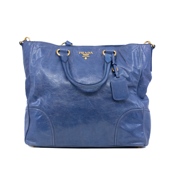 tote with top handle and strap in leather purple ghw - L'UXE LINK