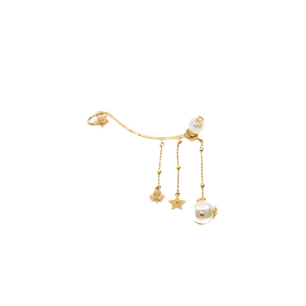 Faux Pearl Perles De Desir Yellow Gold Ear Climber - L'UXE LINK