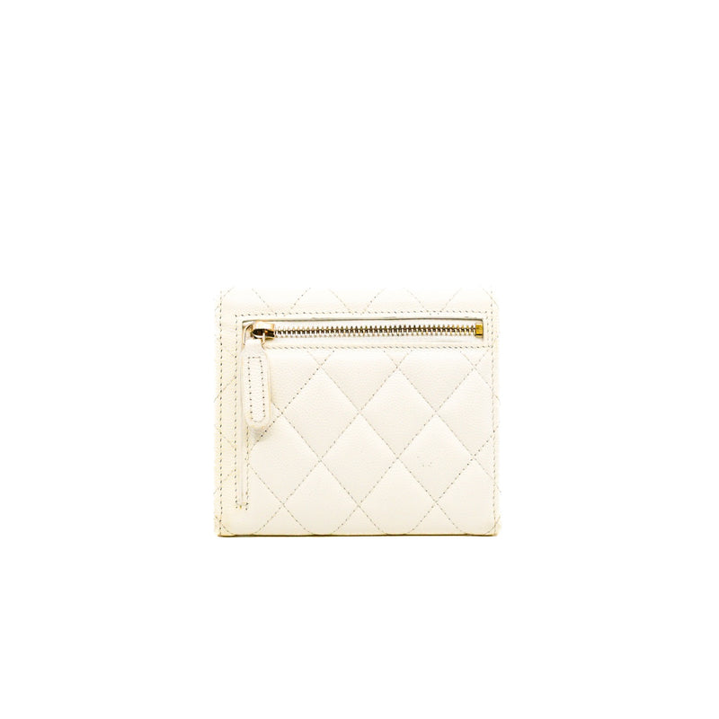 small cf wallet in caviar white ghw #LELNXXXX - L'UXE LINK