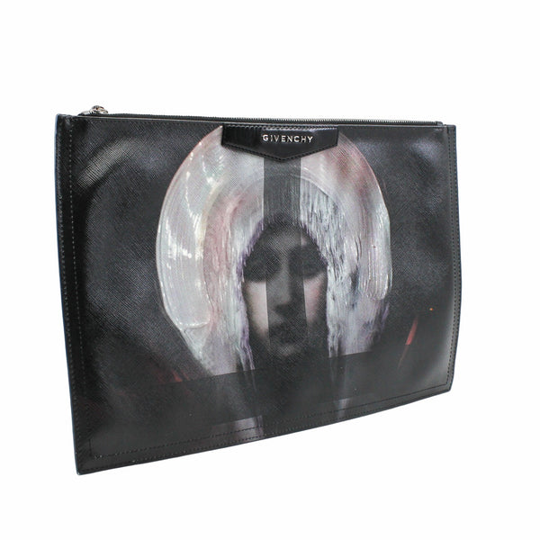 Zipped clutch black Printed Coated Canvas - L'UXE LINK