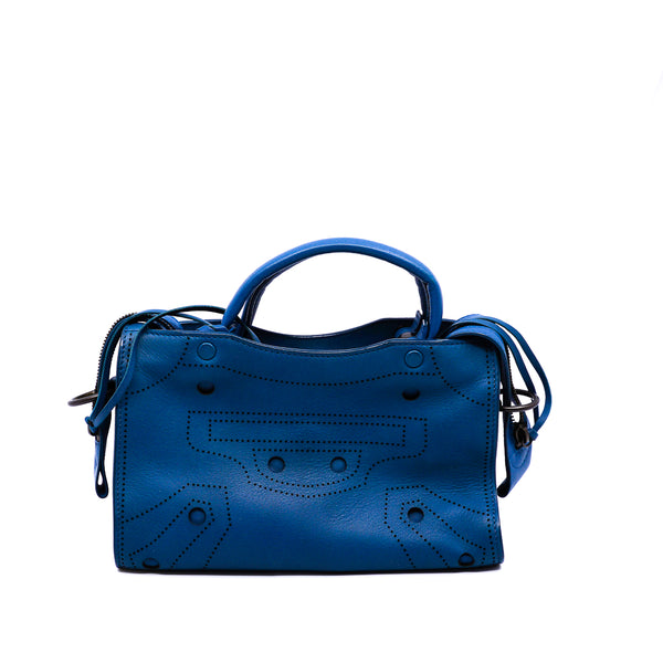 mini city in swift leather blue ruthenium hw - L'UXE LINK