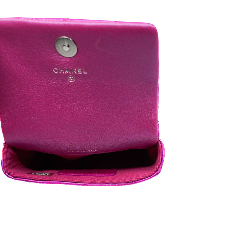 Metallic pink patent leather pouch phw