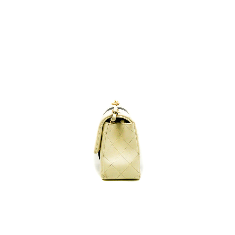 Mini Rectangular In White/Black Lambskin Flap Bag GHW Seri GKNKXXXX - L'UXE LINK