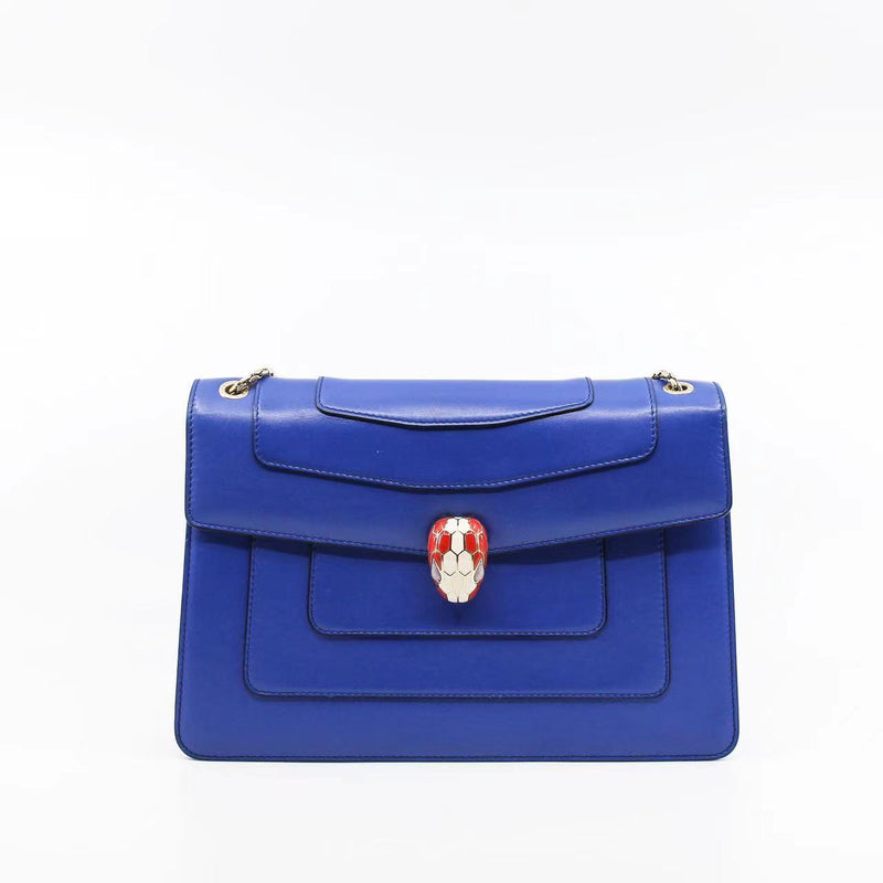 serpenti forever bag large blue with red purple eyes buckle ghw