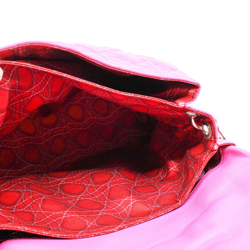 Miss Promenade Cannage Pink Lambskin Flap Bag PHW - L'UXE LINK