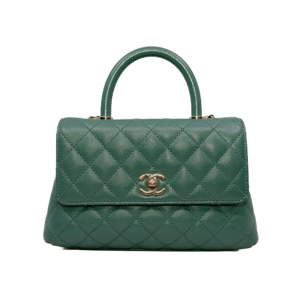 small coco handle in caviar light green ghw