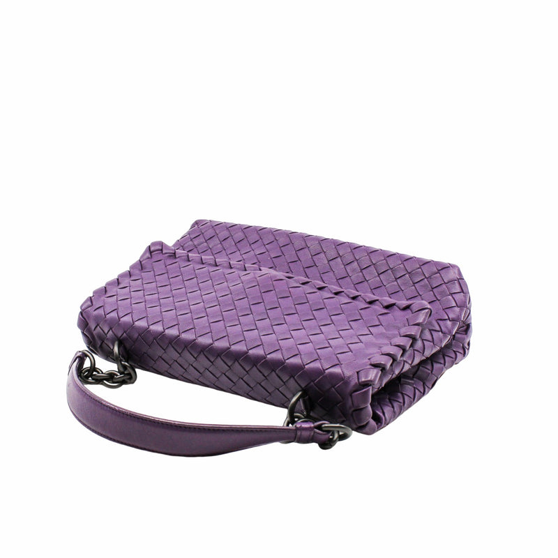 shoulder flap bag leather purple - L'UXE LINK