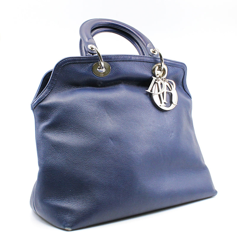 Medium Granville In Blue Calfskin Leather Handbag PHW With Strap - L'UXE LINK
