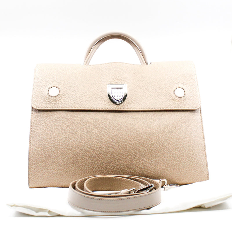 Large Diorever In Beige Calfskin Handbag PHW With Strap - L'UXE LINK