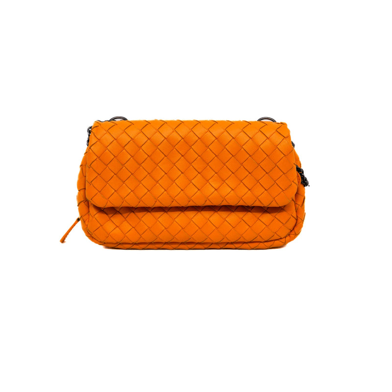 orange small flap chain bag
