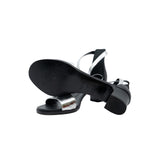 thumbnail open toe sandal manege metallise in silver mix black #37